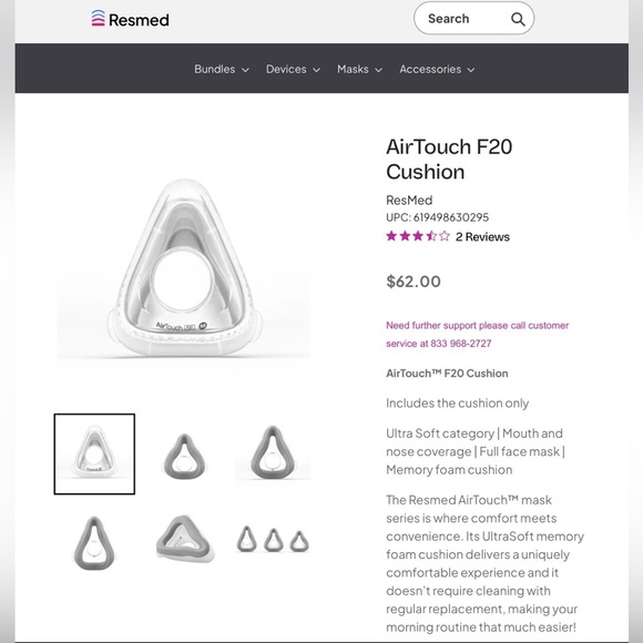 Set of 4 ResMed AirTouch F20 Cushion Medium #63029 - Picture 3 of 8